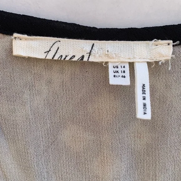 Anthropologie Floreat Grasslands Black Floral Crochet Trim Midi Dress 14 - Picture 8 of 8